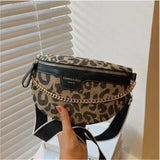 Leopard Women Waist Bag Female Phone Purses Ladies Chest Wide Strap Crossbody Sh