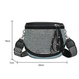 Women Leather Rhinestone Shoulder Bag with Wide Strap