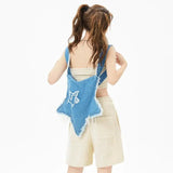 Girls Denim Star Crossbody Bag Casual Zipper Shoulder Bag Euro-America Style
