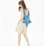 Girls Denim Star Crossbody Bag Casual Zipper Shoulder Bag Euro-America Style