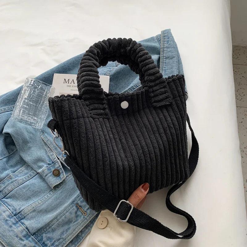 Soft Corduroy Women's Crossbody Tote Bag for Fall/Winter