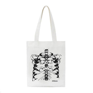 Gothic skull print canvas bag Skeleton y2k shopper bags Harajuku casual dark