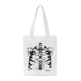 Gothic skull print canvas bag Skeleton y2k shopper bags Harajuku casual dark