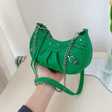 Rivet Shoulder Bag PU Leather Handbag Chain Crossbody Zipper Messenger
