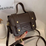 Xiuya Vintage Messenger Bag Handbags PU Leather Zipper Square Bag