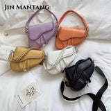 Casual Women's Saddle Bag with PU Material and Lock Ornament