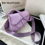 Casual Women's Saddle Bag with PU Material and Lock Ornament