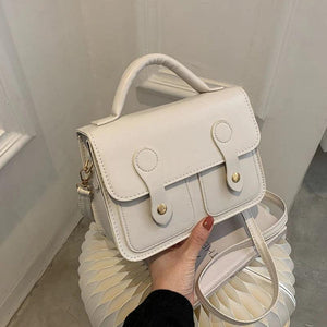 MBTI Vintage Handbag Solid Pu Leather Casual Flap Messenger Bag