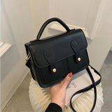 MBTI Vintage Handbag Solid Pu Leather Casual Flap Messenger Bag
