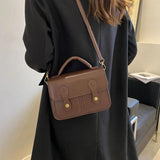 MBTI Vintage Handbag Solid Pu Leather Casual Flap Messenger Bag