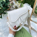 Saddle Women Bag One Shoulder Handle Casual Hasp Zipper PU Material Inside Lock