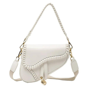 Saddle Women Bag One Shoulder Handle Casual Hasp Zipper PU Material Inside Lock