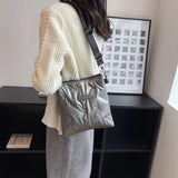 Quilted Cotton Padded Shoulder Bag - Winter Handbags