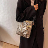 Quilted Cotton Padded Shoulder Bag - Winter Handbags