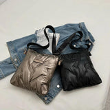 Quilted Cotton Padded Shoulder Bag - Winter Handbags