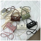 Women's Square Chain Shoulder Bag Metal Heart Messenger Bag