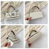 Women's Square Chain Shoulder Bag Metal Heart Messenger Bag
