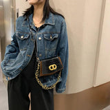 Vintage Chain PU Leather Shoulder Crossbody Square Bag for Women