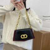 Vintage Chain PU Leather Shoulder Crossbody Square Bag for Women