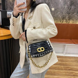 Vintage Chain PU Leather Shoulder Crossbody Square Bag for Women