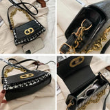 Vintage Chain PU Leather Shoulder Crossbody Square Bag for Women