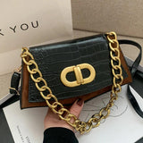 Vintage Chain PU Leather Shoulder Crossbody Square Bag for Women
