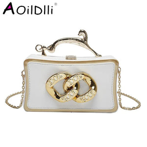 Leopard Handle Crossbody Bag Small Chain Clutch Purse