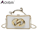 Leopard Handle Crossbody Bag Small Chain Clutch Purse