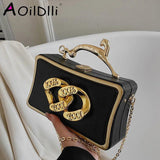 Leopard Handle Crossbody Bag Small Chain Clutch Purse