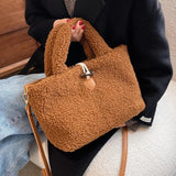 Faux Fur Women's Handbag Warm Plush Tote Bags Female Winter Shoulder Bag
