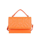 Orange Leather Shoulder Bag Small Crossbody Messenger Handbag