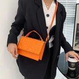 Orange Leather Shoulder Bag Small Crossbody Messenger Handbag