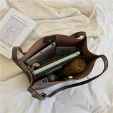 Women Leather Shoulder Bag Large Capacity Solid Totes Handbag