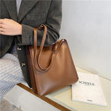 Women Leather Shoulder Bag Large Capacity Solid Totes Handbag