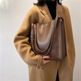 Women Leather Shoulder Bag Large Capacity Solid Totes Handbag