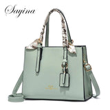 Women's PU Leather Messenger Bag with Silk Scarf
