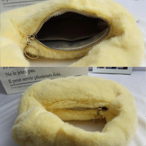 Winter Faux Fur Shoulder Bag Soft Plush Handbag Clutch Purse Ladies Tote