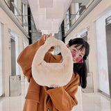 Winter Faux Fur Shoulder Bag Soft Plush Handbag Clutch Purse Ladies Tote