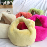 Winter Faux Fur Shoulder Bag Soft Plush Handbag Clutch Purse Ladies Tote