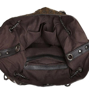 Skull Women Handbag Set Large Capacity Tote Bag Skeleton Leather Purse