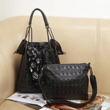 Skull Women Handbag Set Large Capacity Tote Bag Skeleton Leather Purse