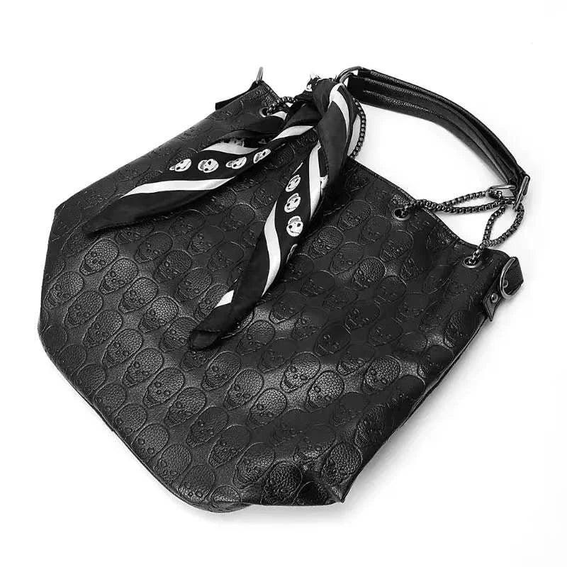 Skull Women Handbag Set Large Capacity Tote Bag Skeleton Leather Purse