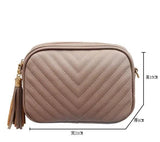Quilted Faux Leather Crossbody Bag with Tassel Chain