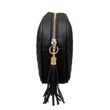 Quilted Faux Leather Crossbody Bag with Tassel Chain