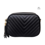 Quilted Faux Leather Crossbody Bag with Tassel Chain