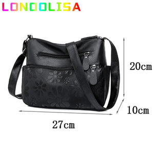 2 Layers Women's Shoulder Crossbody Handbags Multi-pocket Leather Messenger