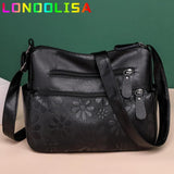 2 Layers Women's Shoulder Crossbody Handbags Multi-pocket Leather Messenger