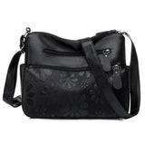 2 Layers Women's Shoulder Crossbody Handbags Multi-pocket Leather Messenger