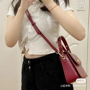 Burgundy Women Shoulder Bags Square Crossbody Bag Female Handbags