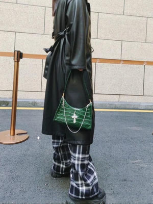 MBTI Crocodile Pattern Crucifix Handbag for Women